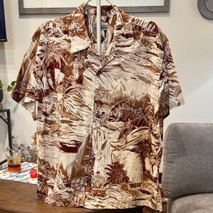 Pataloha Brown and Cream Casual Button Down Shirt Special Print